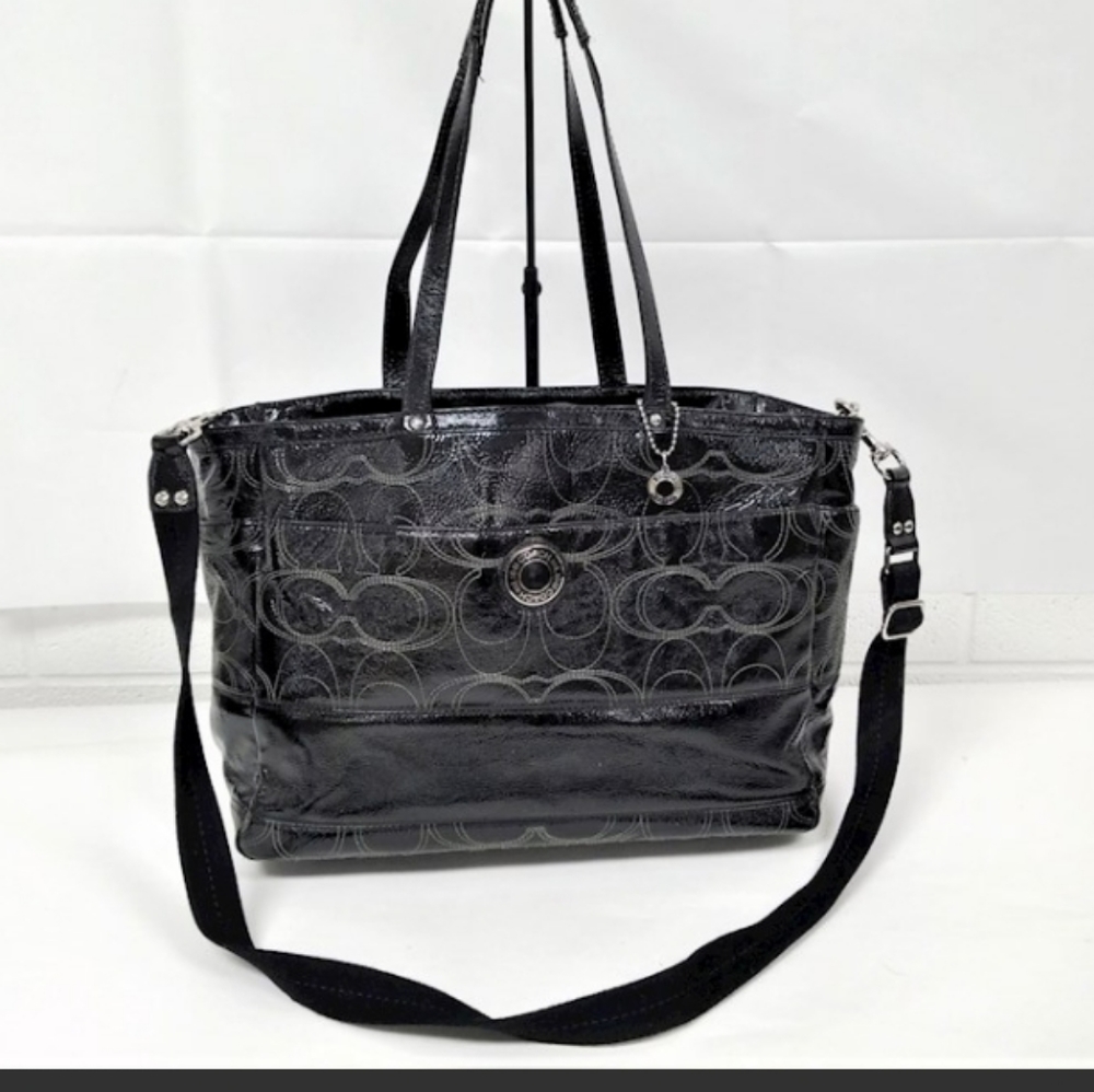 Bee-Yout-iful!! Coach Patent Leather Weekender, Signature C Diaper or Travel Bag - Picture 9 of 17